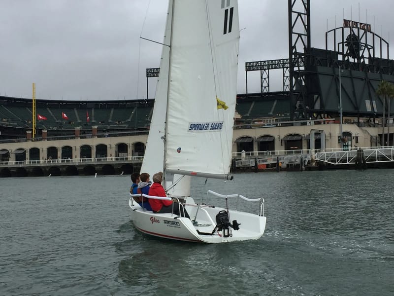 An Andrews 21 sailing past the ballpark