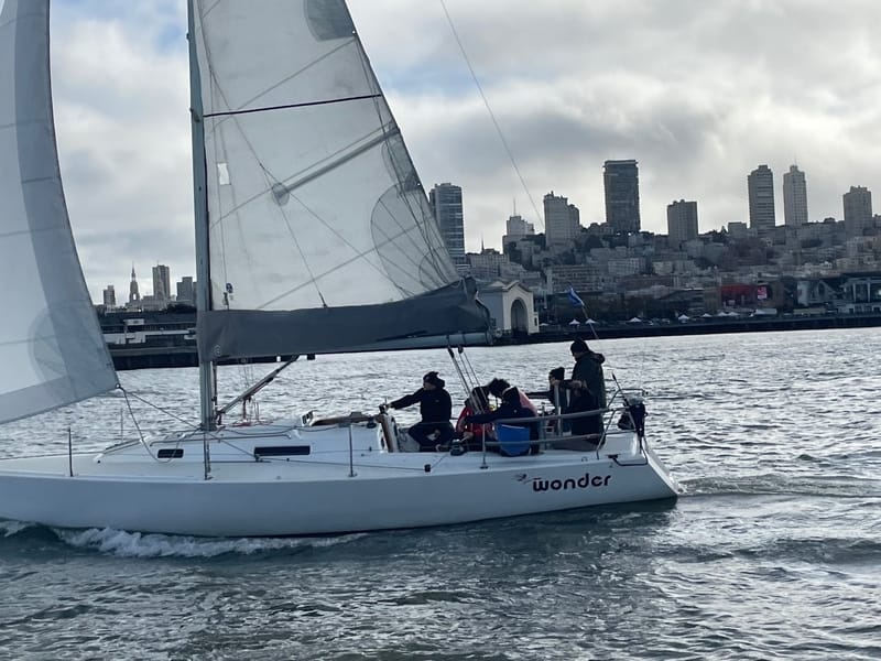 Wonder racing past the San Francisco skyline