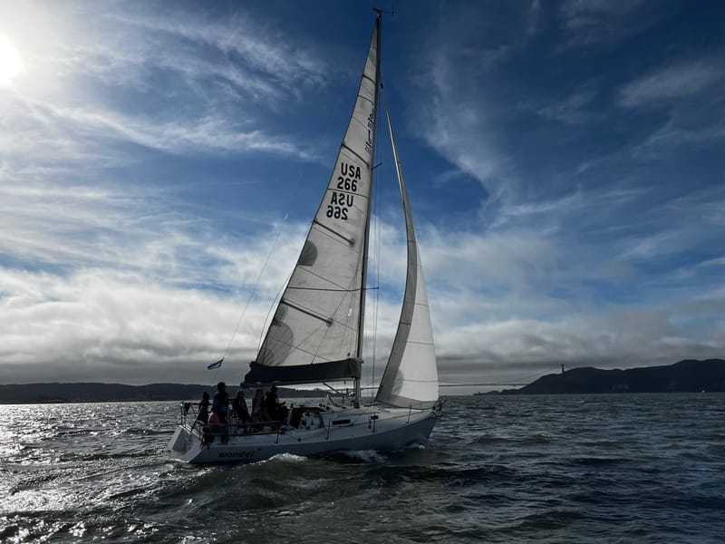 The J/105 Wonder sailing on San Francisco Bay